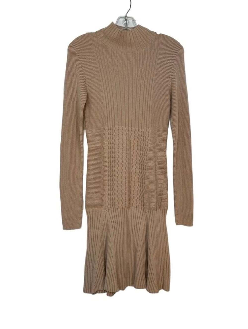 LACOSTE Tan Cotton/Wool Textured Knit Midi Dress Size 40/US M